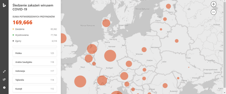 Ilu jest zarażonych koronawirusem na świecie? Microsoft przygotował mapkę