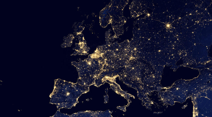 Europe city light from space. Free public domain CC0 photo.